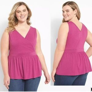 NWOT Lane Bryant Surplice Neckline Top In Magenta